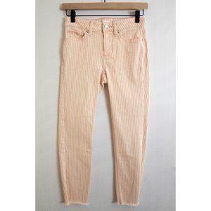LC Lauren Conrad Pink + Cream Striped Stretch Denim Skinny Crop Jeans - 2